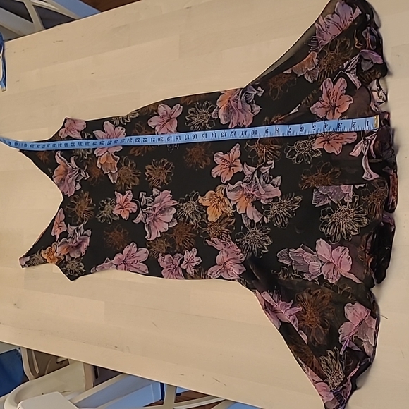 EUC 1990s VTG  Scarlett Black with Pink Floral Print Slip Dress with Flowing Hem - Picture 13 of 16